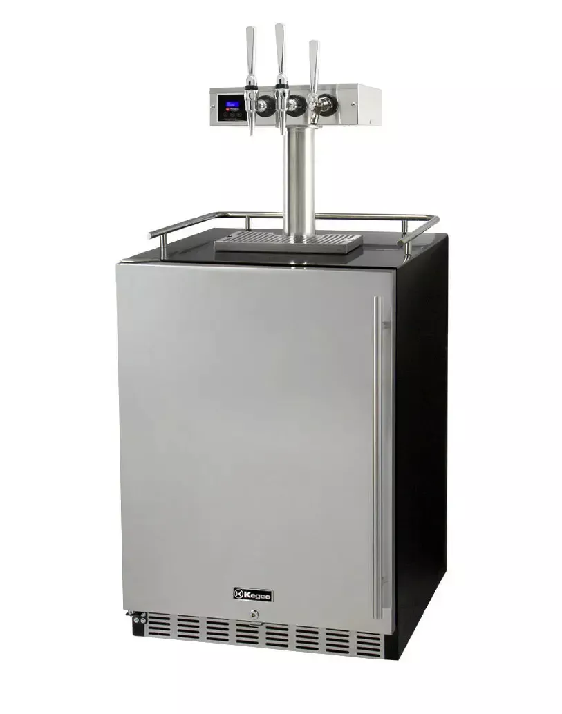 Kegco Hot Draft 24" Wide Triple Tap Stainless Steel Commercial Built-In Left Hinge Hot DraftNitro Cold Brew Coffee Dispenser