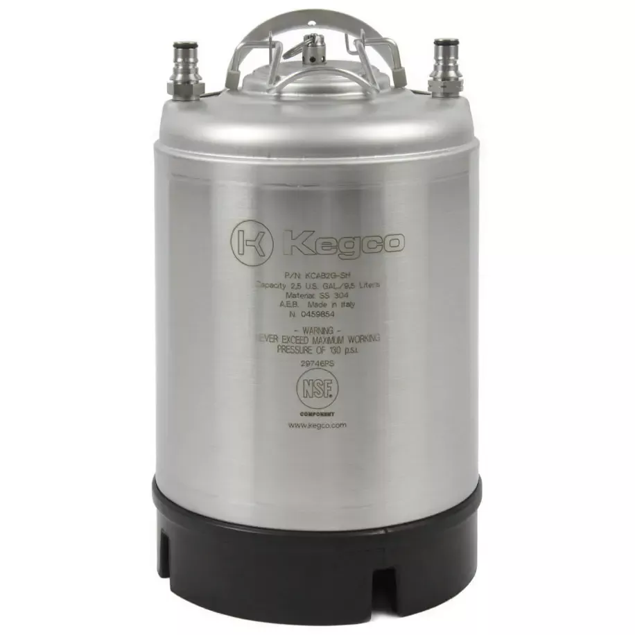 Kegco Kegs 2.5 Gallon Ball Lock Keg - Strap Handle - NSF Approved