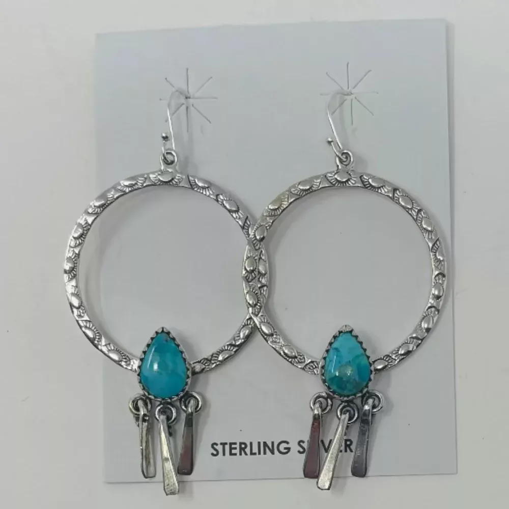 Kingman Turquoise & Sterling Silver Earrings