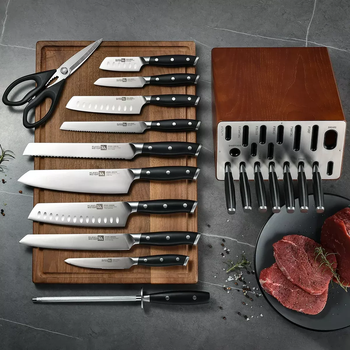 Klaus Meyer Stahl 19 Piece Knife Block Set