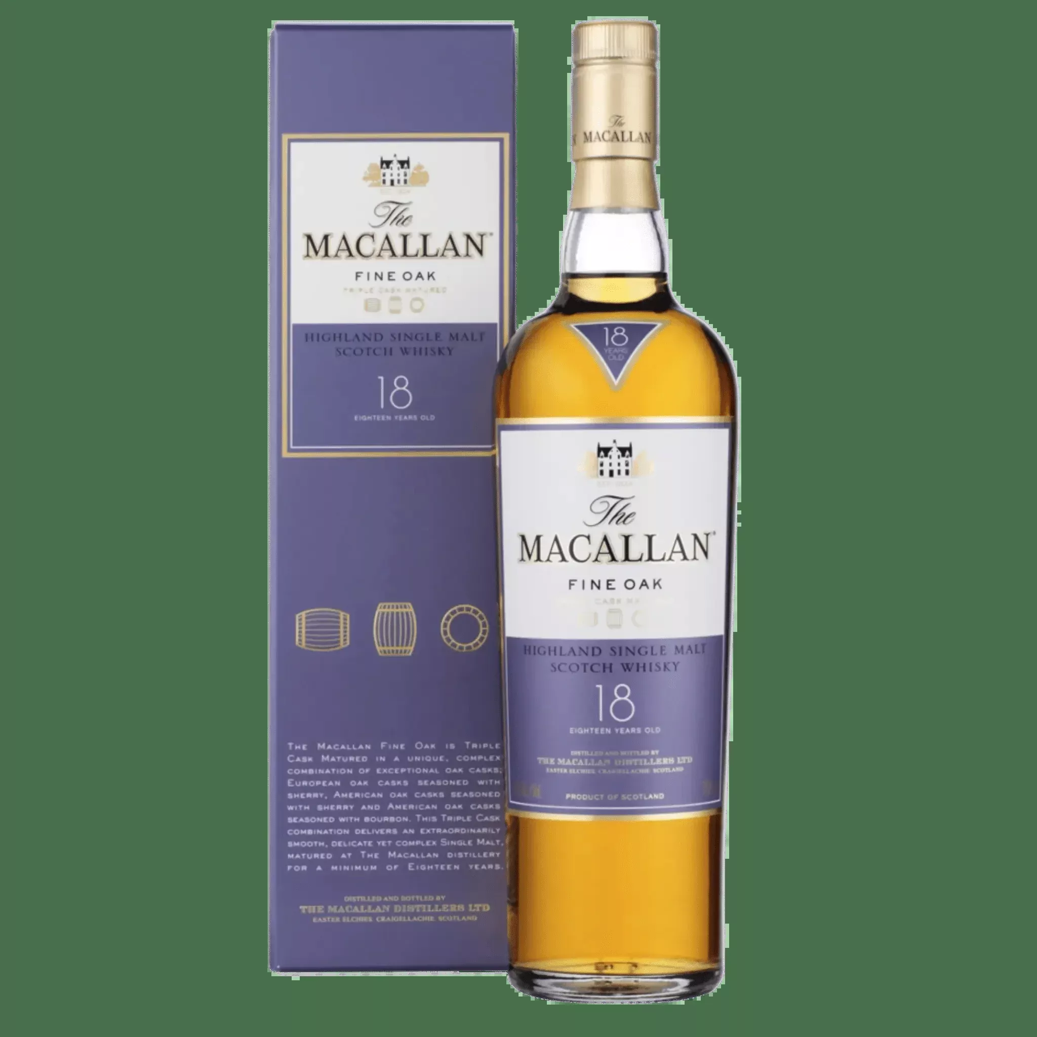 The Macallan Fine Oak 18 Year Old Highland Single Malt Scotch Whisky 750ml