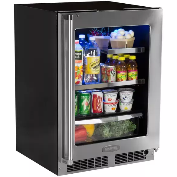 Marvel 24" Built-In Beverage Center - Black Cabinet and Stainless Steel Frame Glass Door