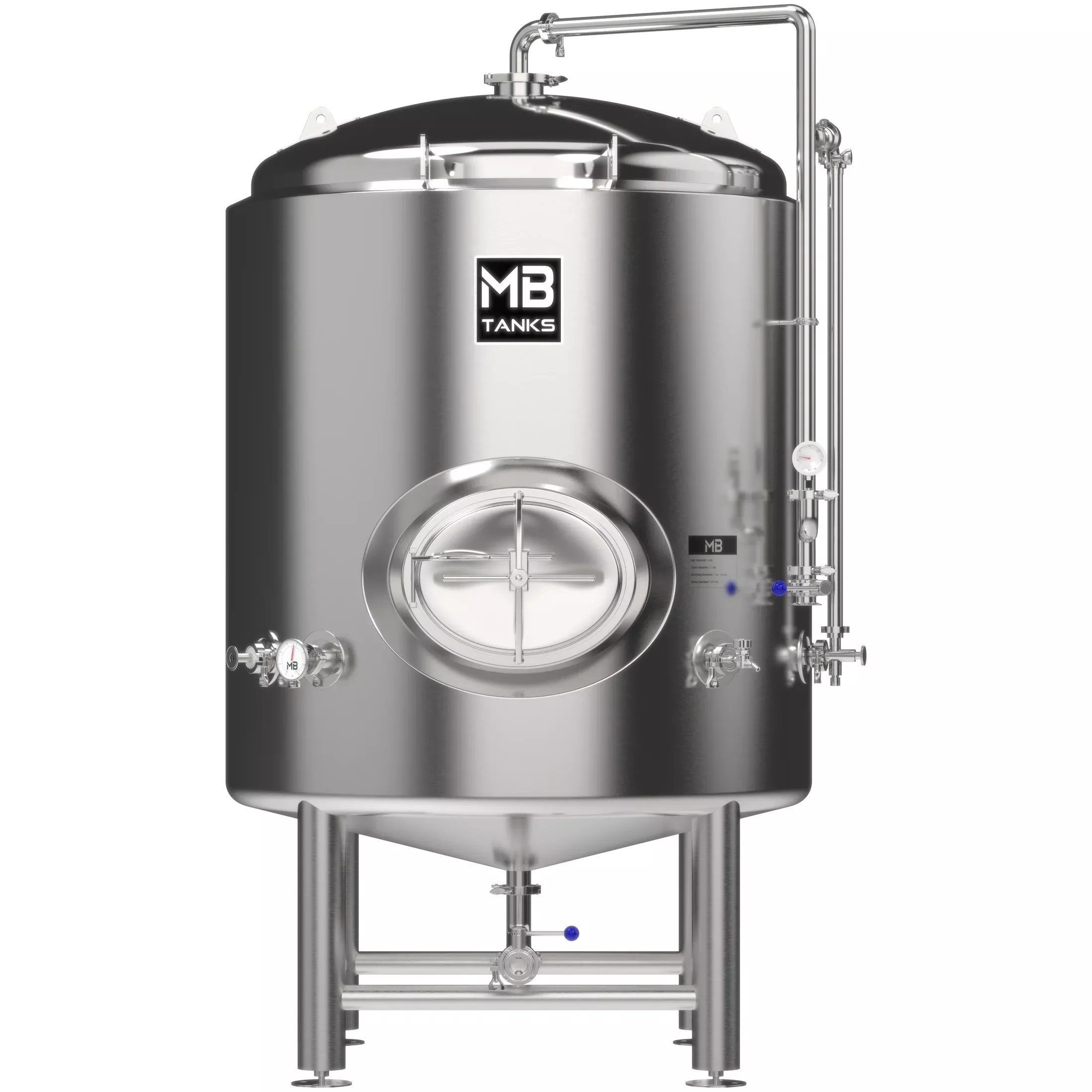 MB 15 bbl Brite Tank | T.C. Sanitary Ports | All Fittings Included | Carbonation Stone | Passivated Ready to Use | American Engineered | Ships from USA