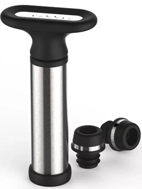 Metrokane Chrome Wine Preserver with 2 Stoppers