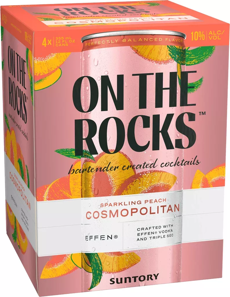 On The Rocks Sparkling Peach Cosmopolitan 4pk Cans