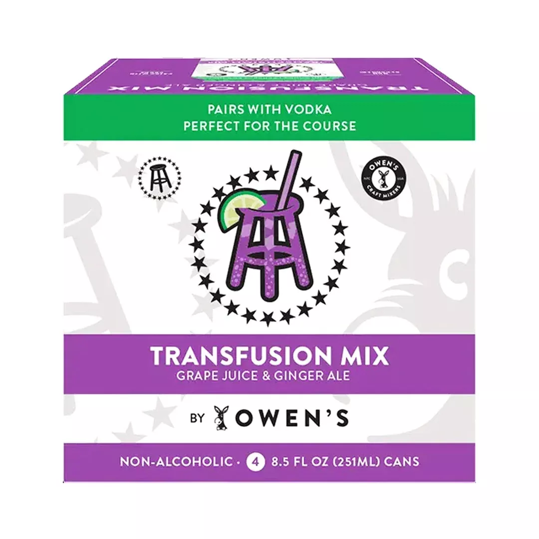 Owen's Barstool Transfusion Mix - Grape Juice & Ginger Ale 4PK