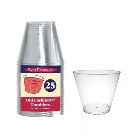 Party Essentials Old Fashioned Tumblers: 9 ouncesPlastic25 pack