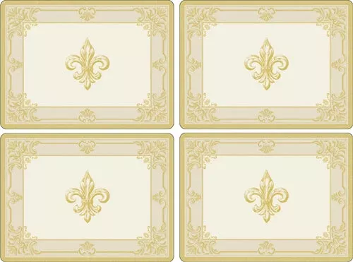 Pimpernel FDC-Fleur de Lys Taupe/Gold Placemats Set of 4