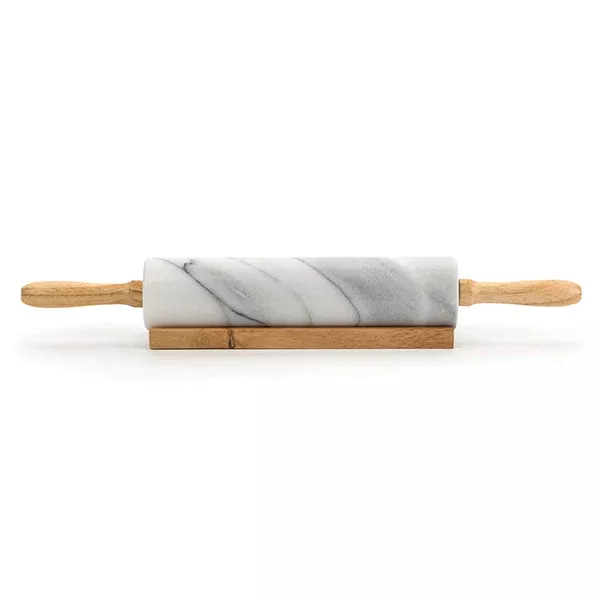 RSVP White Marble Rolling Pin with Stand