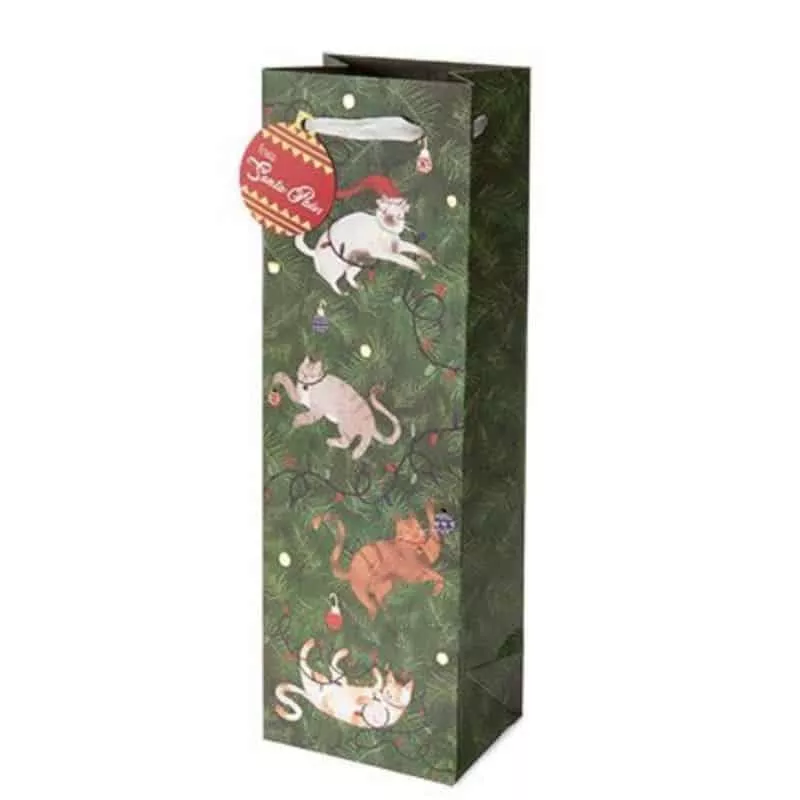 SANTA PAWS CAT WINE BAG