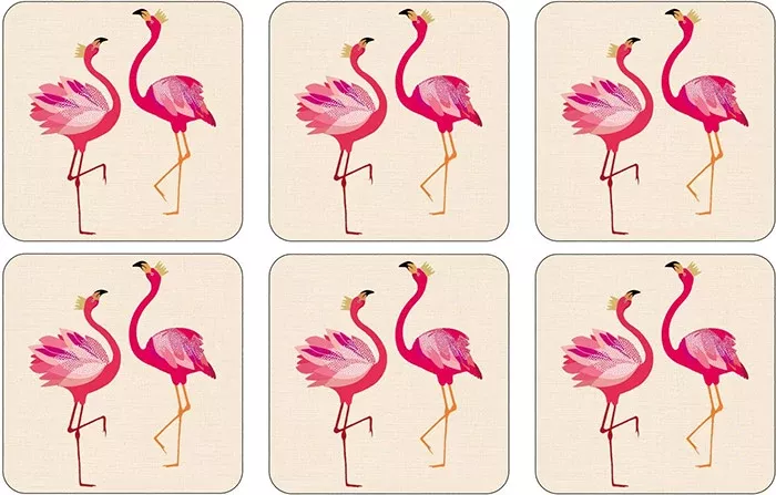 Sara Miller London for Pimpernel Flamingo Coasters Set of 6