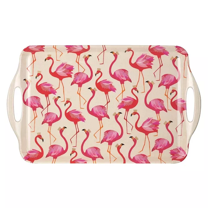 Sara Miller London for Pimpernel Flamingo Melamine Handled Tray