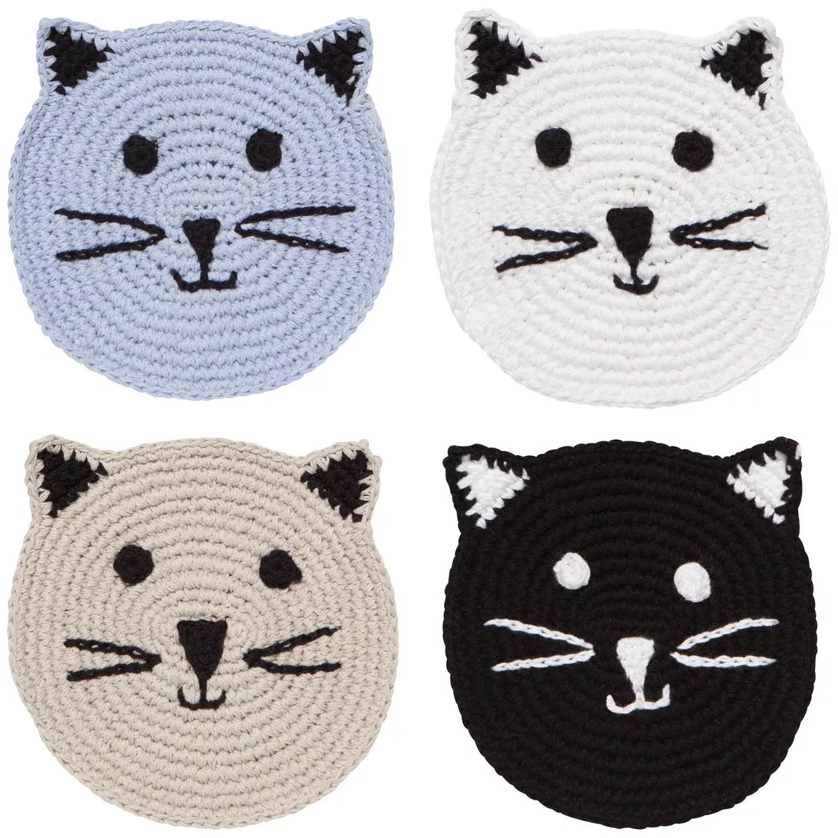 Set of 4 Meow & Furever Crochet Coasters