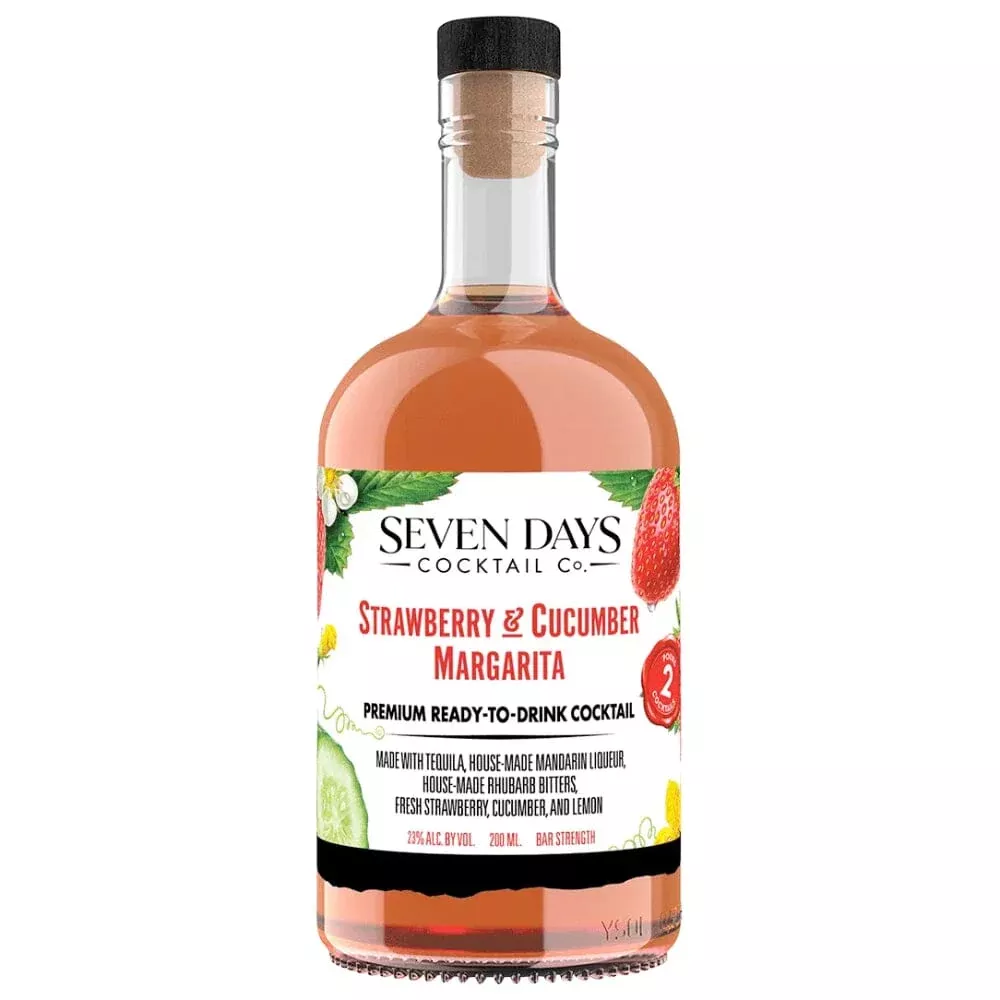 Seven Days Cocktail Co. Strawberry & Cucumber Margarita 375ML