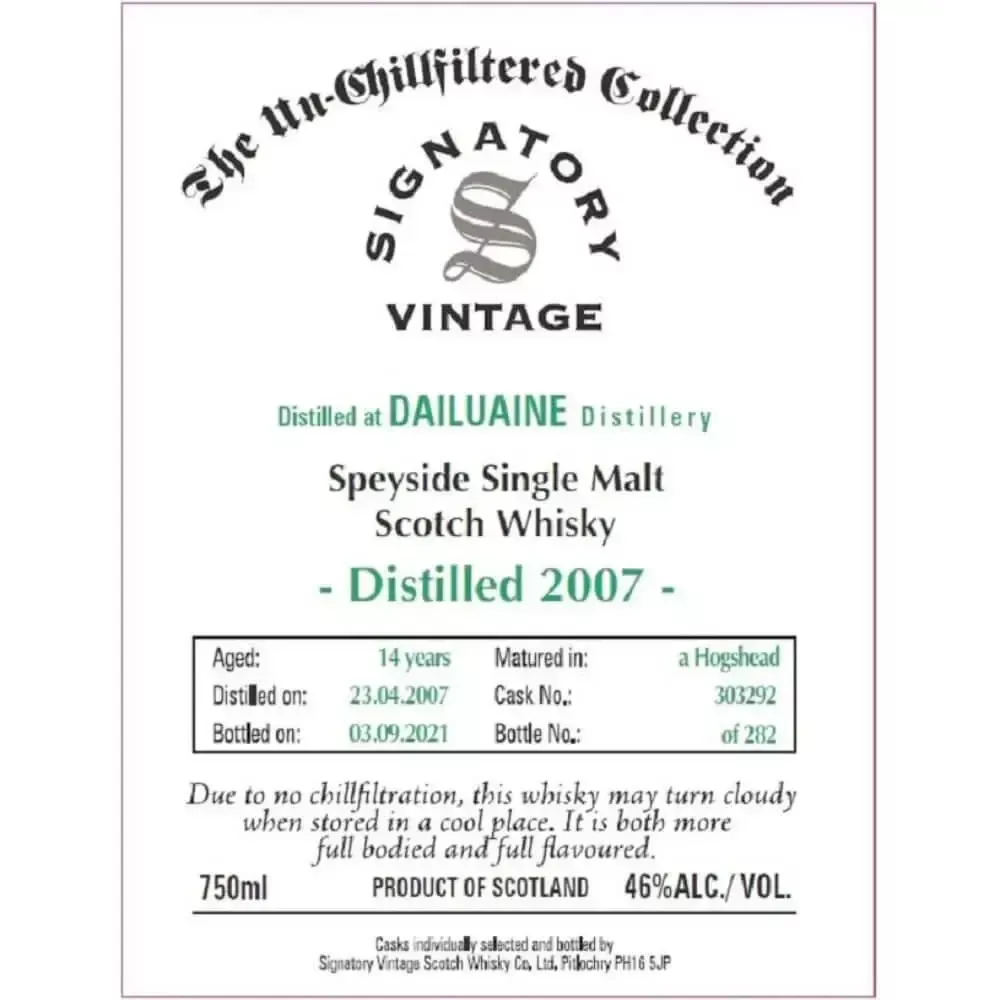 Signatory Vintage 2007 Dailuaine 14 Year Old