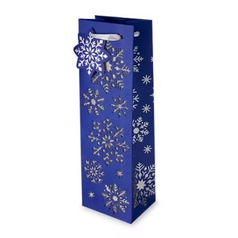 SILVER SNOWFLAKES WINE BAG