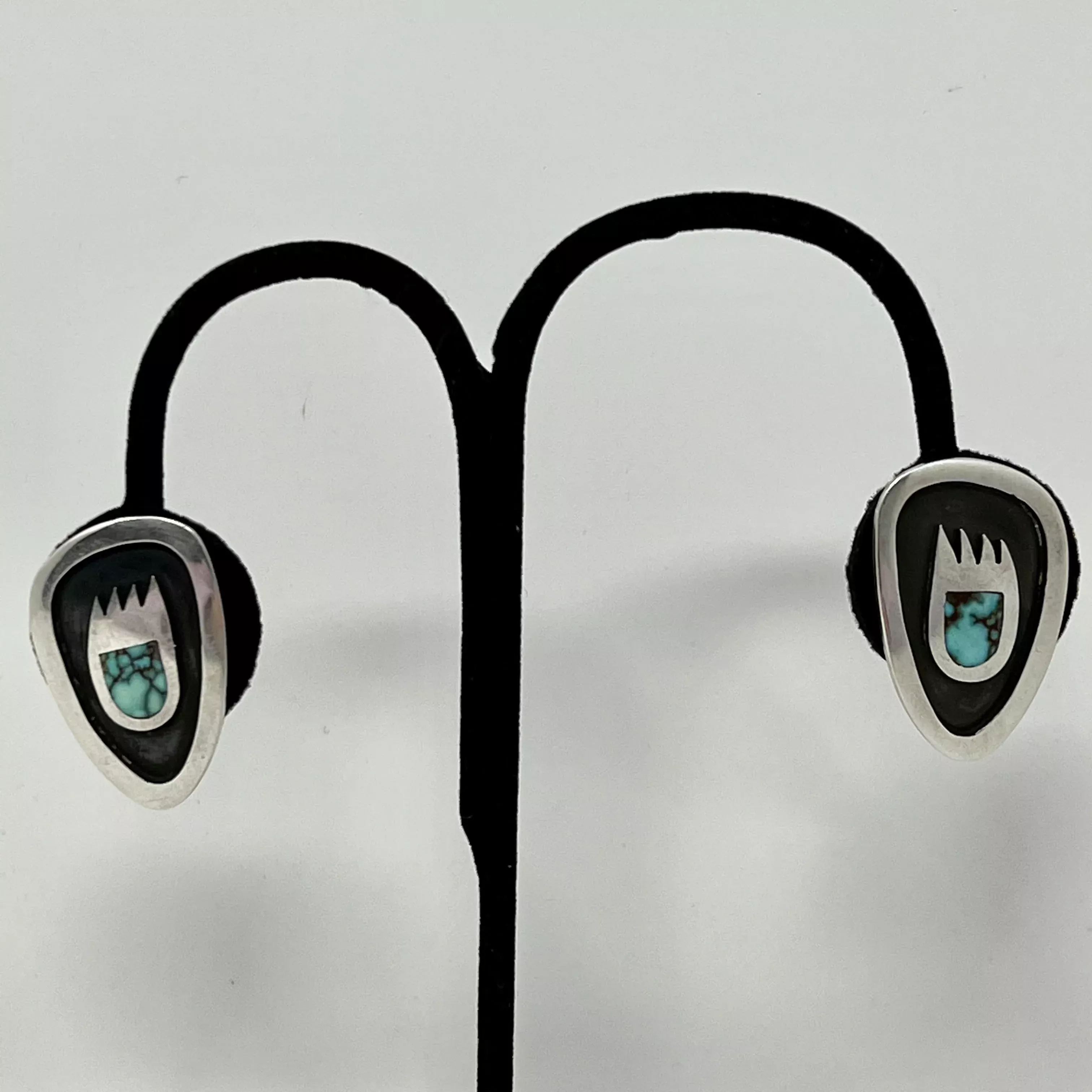 Sterling Silver and Turquoise Bear Paw Earrings