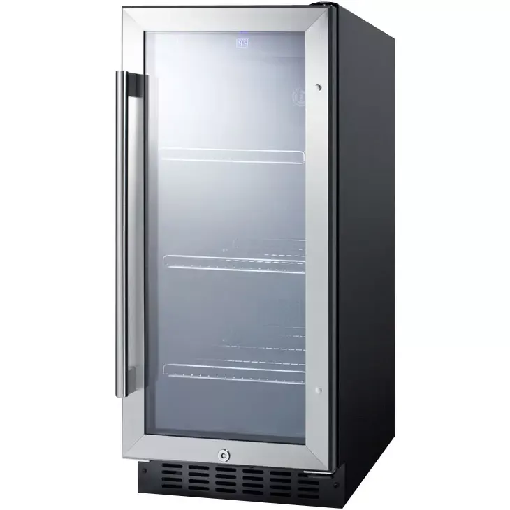Summit 15" Wide Built-In Undercounter Beverage Cooler - Black Cabinet with Stainless Steel Door
