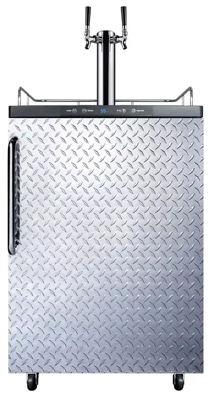 Summit 24" Wide Dual Tap Diamond Plated Door Kegerator