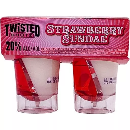Twisted Shotz Strawberry Sundae Strawberry & Vanilla Vodka Liqueur 4-Pack