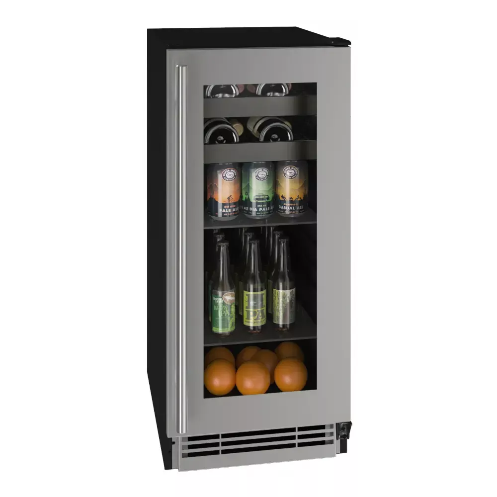 U-Line 15" Wide Beverage Center - Stainless Steel Framed Glass Door