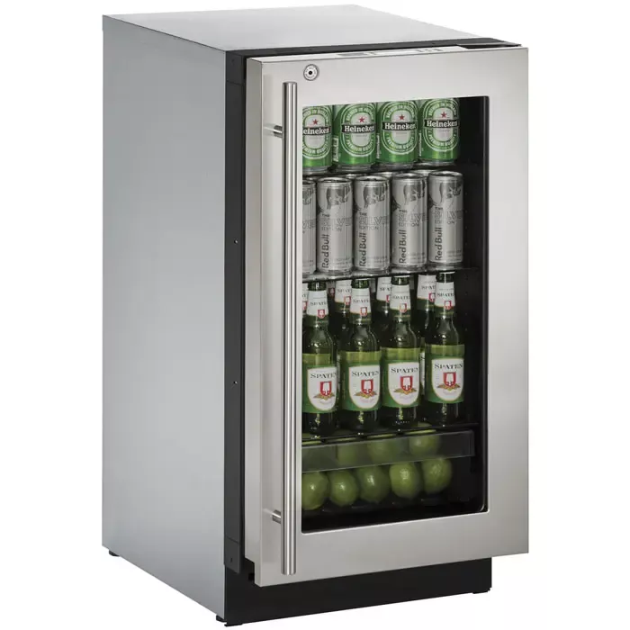 U-Line 3000 Series 18" Refrigerator- Locking Glass Door - Stainless Frame - Right Hinge