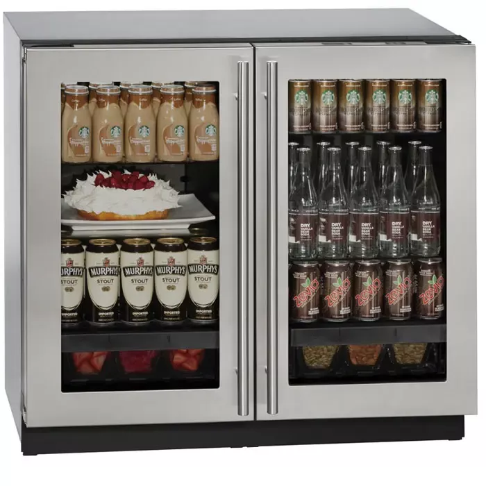 U-Line 3000 Series 36" Dual Zone Refrigerator - Glass Door - Stainless Frame