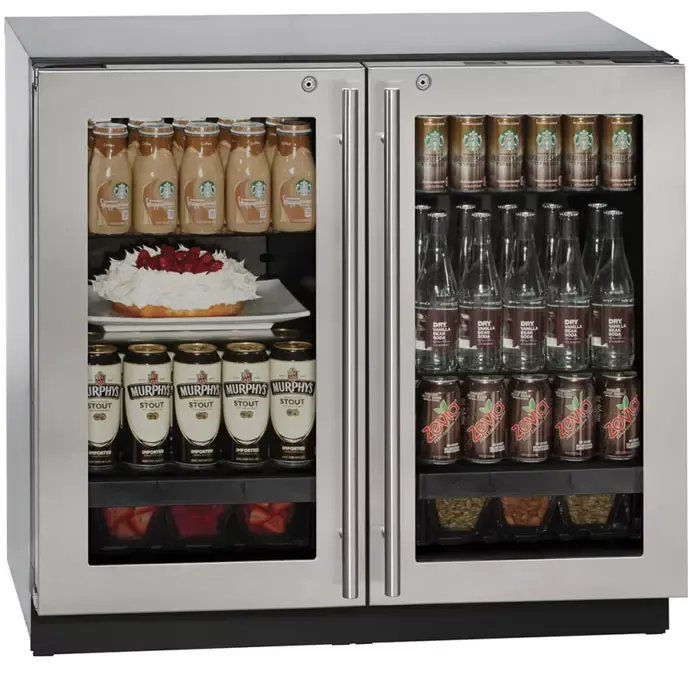 U-Line 3000 Series 36" Dual Zone Refrigerator - Locking Glass Door - Stainless Frame