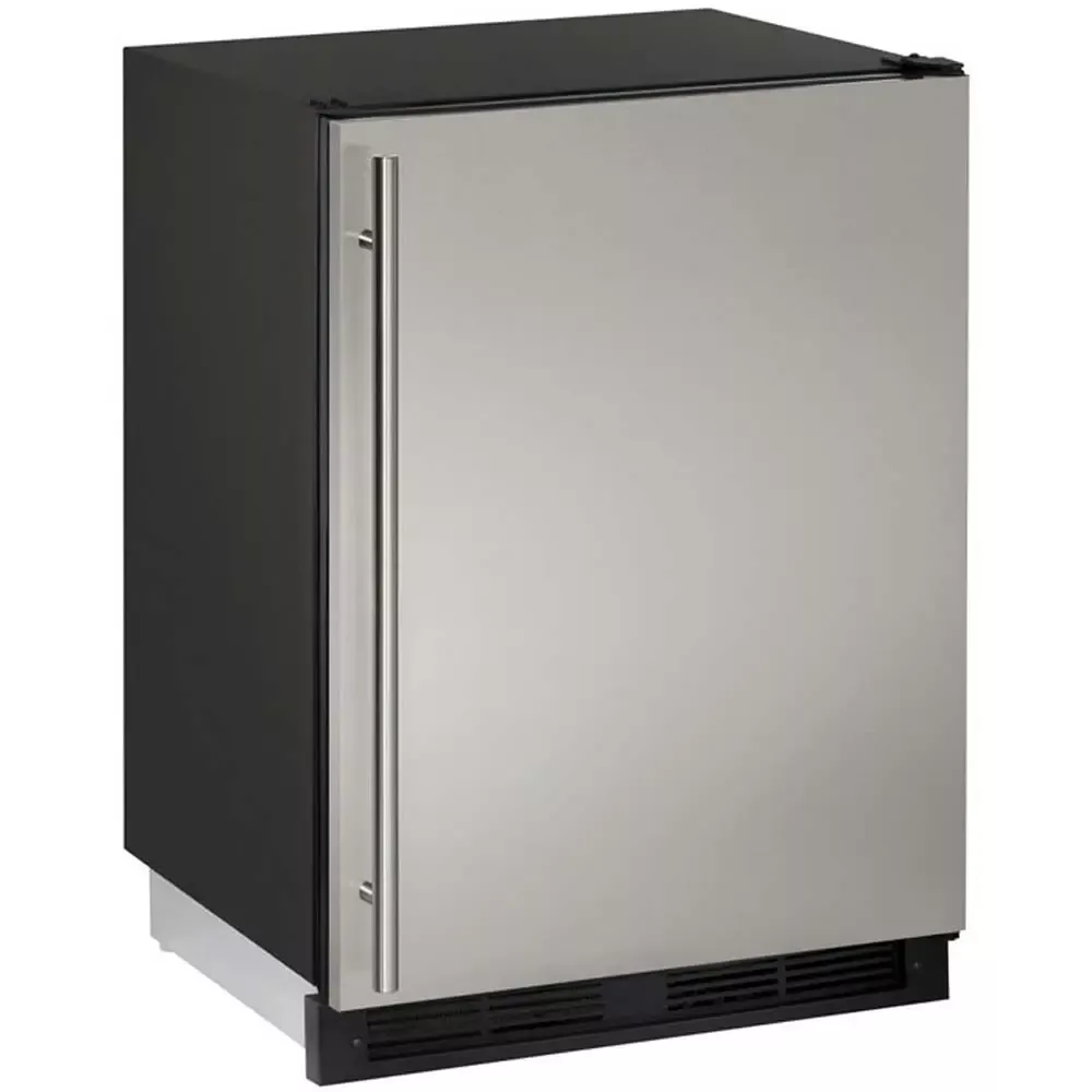U-Line Combo Refrigerator & Ice Maker - Black Cabinet with Stainless Steel Door