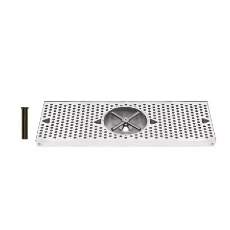 UBC 20" Stainless Steel Surface Mount Drip Tray with Drain and Rinser