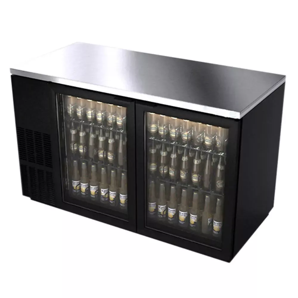UBC Back Bar Refrigerator w/Glass Doors - Black