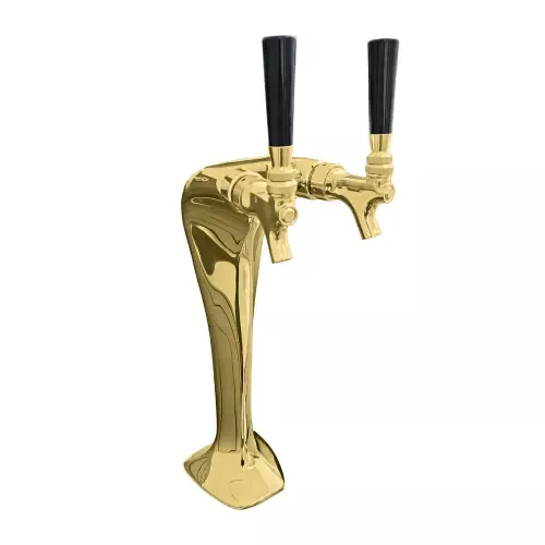 UBC Milano Stainless Steel 2 Faucet Draft Beer Tower w/Gold Finish - Glycol Cooled