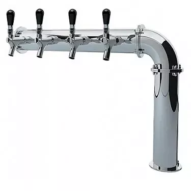UBC Stainless Steel Persey 4 Faucet Elbow Style Draft Beer Tower - 3.3 Inch Column - Glycol Cooled