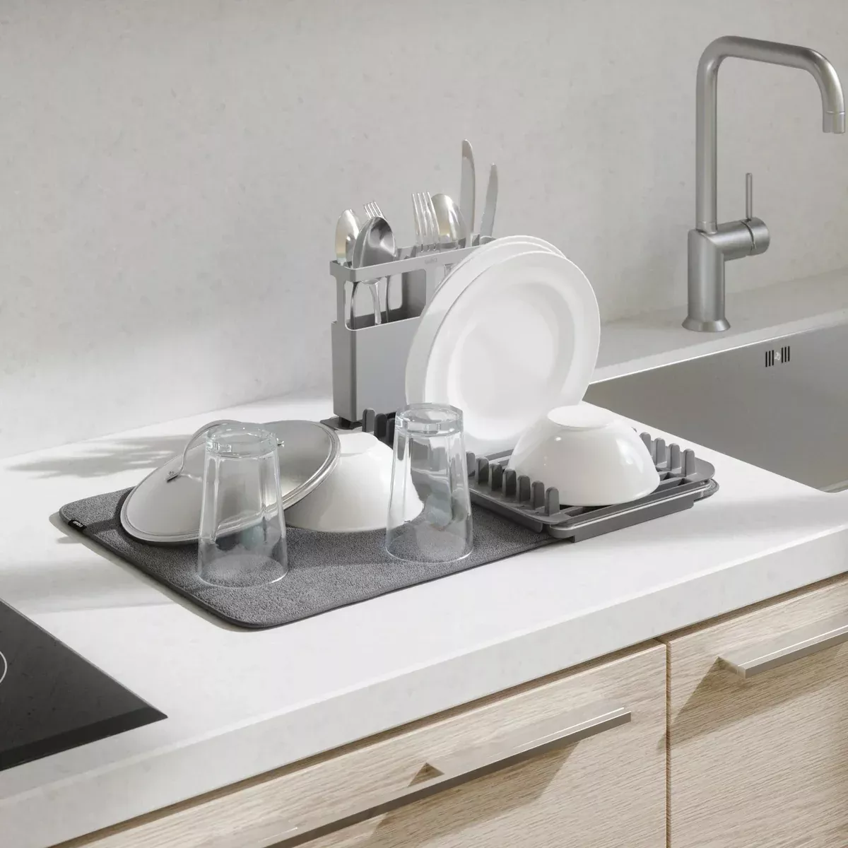 Udry Dishrack Over The Sink W/Drying Mat-Charcoal