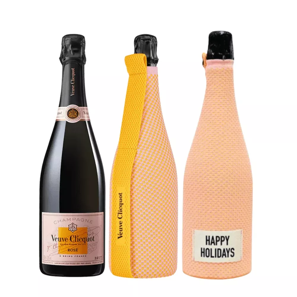 Veuve Clicquot Brut Rose W/ 'Happy Holidays' Ice Jacket