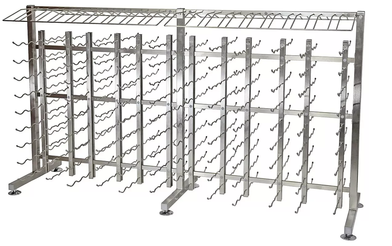 VintageView Free Standing 180 Bottle Island Extension Wine Rack - Brushed Nickel Finish