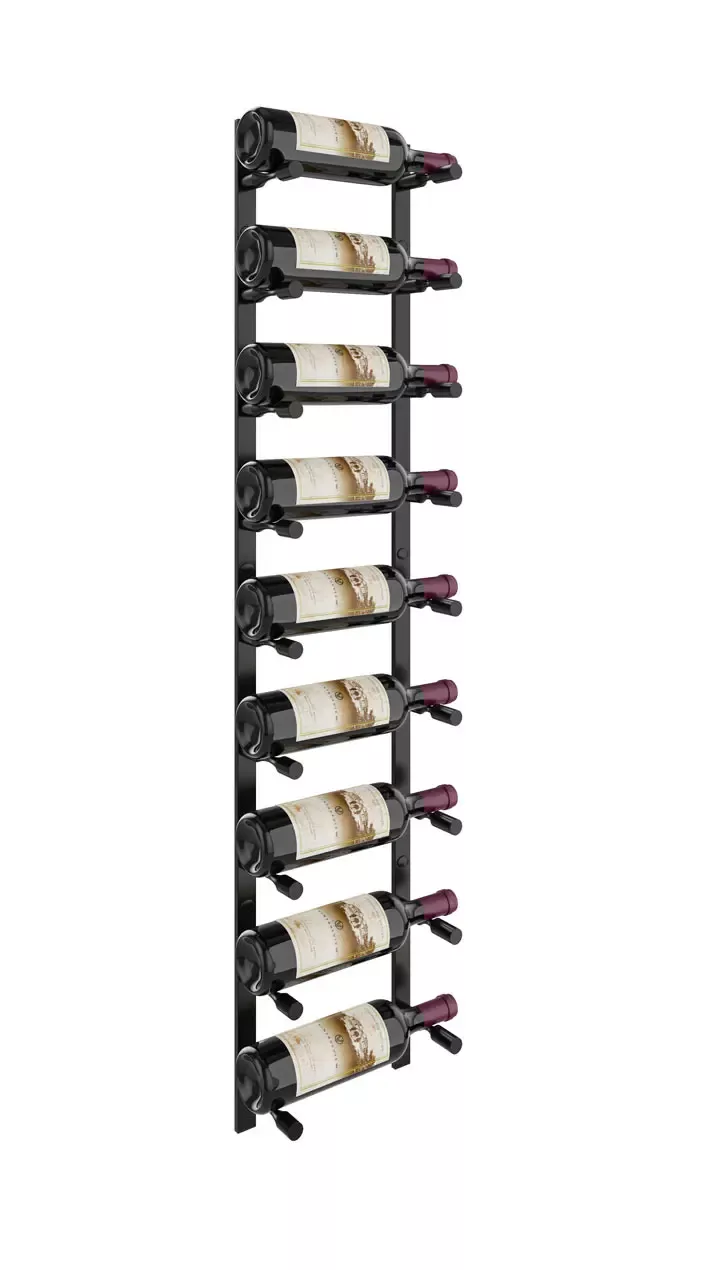 VintageView Vino Pins Flex Wall Mounted Metal Wine Rack system - 9 bottle metal wine rack with matte black finish