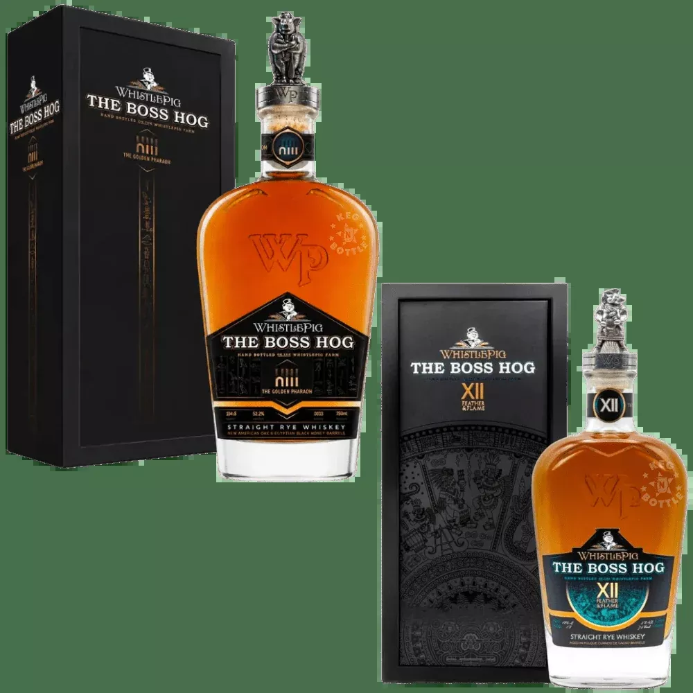 WhistlePig Boss Hog XII 'Feather & Flame' + WhistlePig The Boss Hog XIII 'The Golden Pharaoh' Whiskey Bundle (2x750mL)