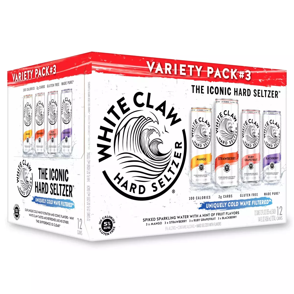 White Claw Hard Seltzer Variety Pack #3 - 12pk/12 fl oz Cans