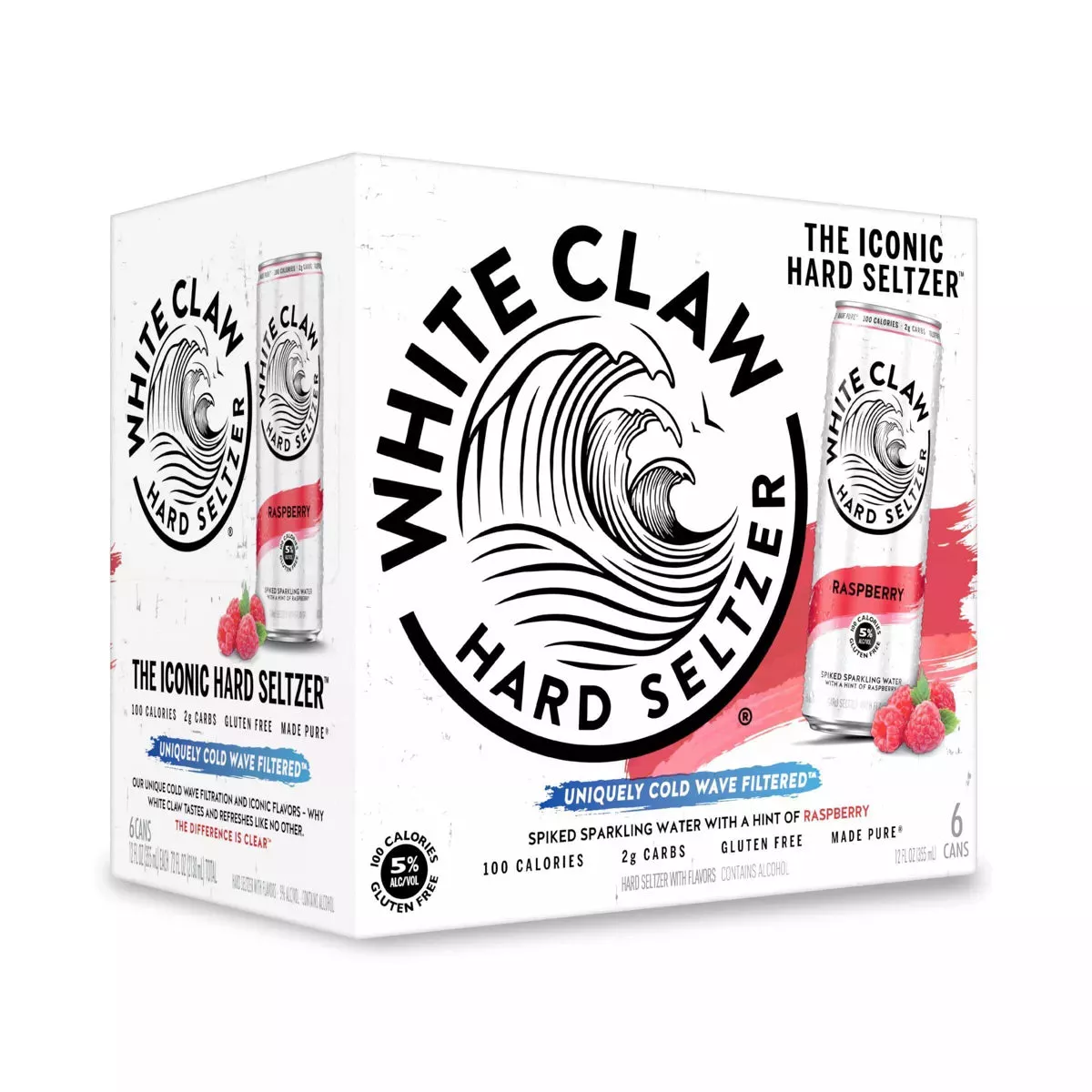White Claw Raspberry Hard Seltzer - 6pk/12 fl oz Cans