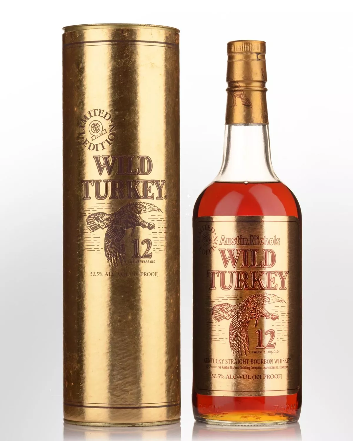 Wild Turkey Limited Edition "Gold Foil" 12 Year Old Bourbon Whiskey (750ml) - Signed by Jimmy & Eddie Russell