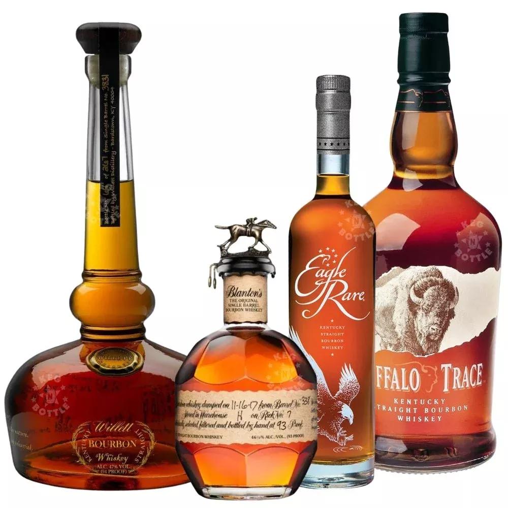 Willett Pot Still, Eagle Rare, Buffalo Trace & Blanton's Bourbon Bundle (4pack)