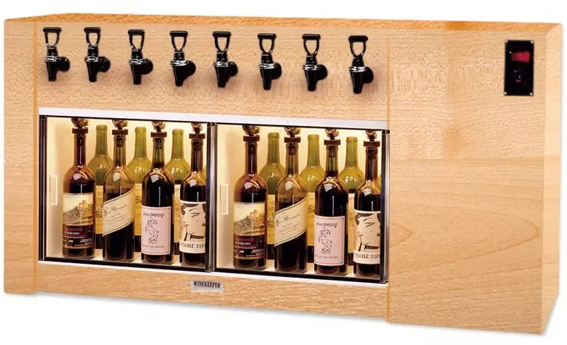 WineKeeper The Magnum 8 Bottle Wine Dispenser Preservation Unit - Oak