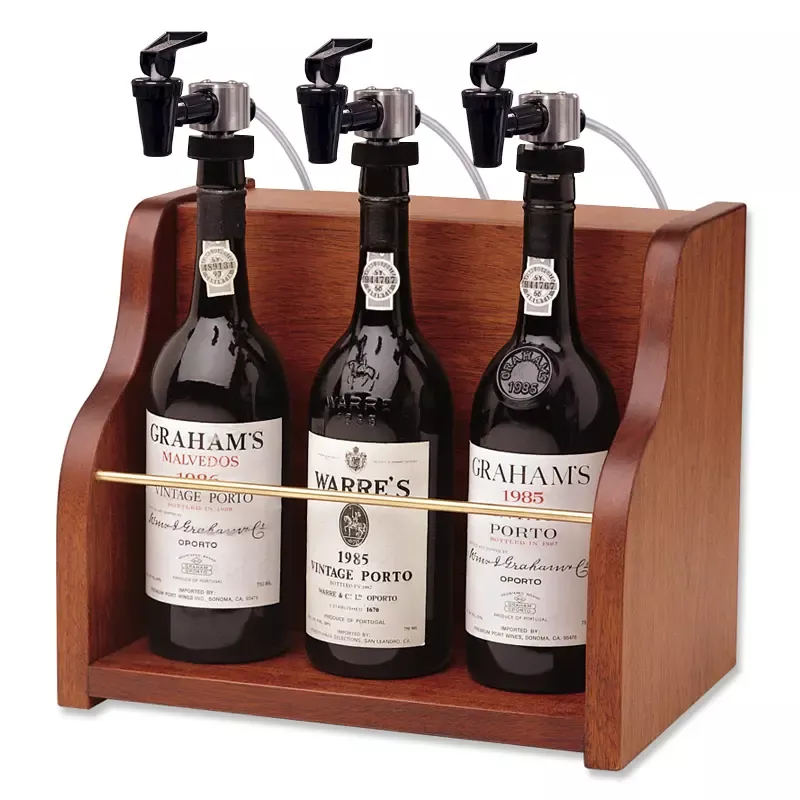 WineKeeper The Vintner 3 Bottle Wine Dispenser Preservation - Mahogany Cabinet