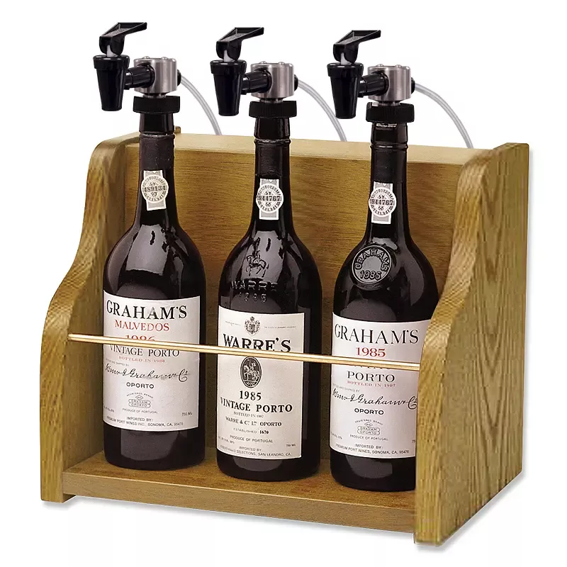 WineKeeper The Vintner 3 Bottle Wine Dispenser Preservation - Oak Cabinet