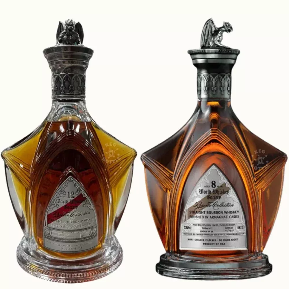 World Whiskey Society 12 Year Oloroso Sherry Cask Bourbon + 8 Year Armagnac Casks Bourbon Whiskey Bundle (2 x 750 ml)